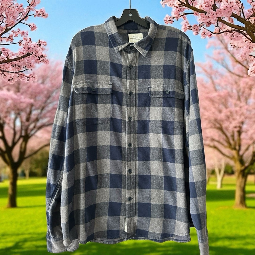Lucky Brand Shirt Mens X Large Long Sleeve Button Up Double Pockets XL‎